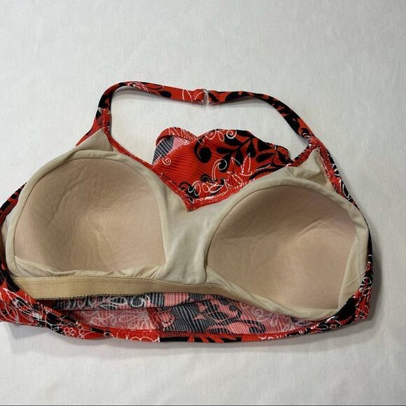 Catalina Orange Textured/Ribbed Floral Black&White Print 1-Piece Swimsuit Sz 2X - Picture 9 of 14